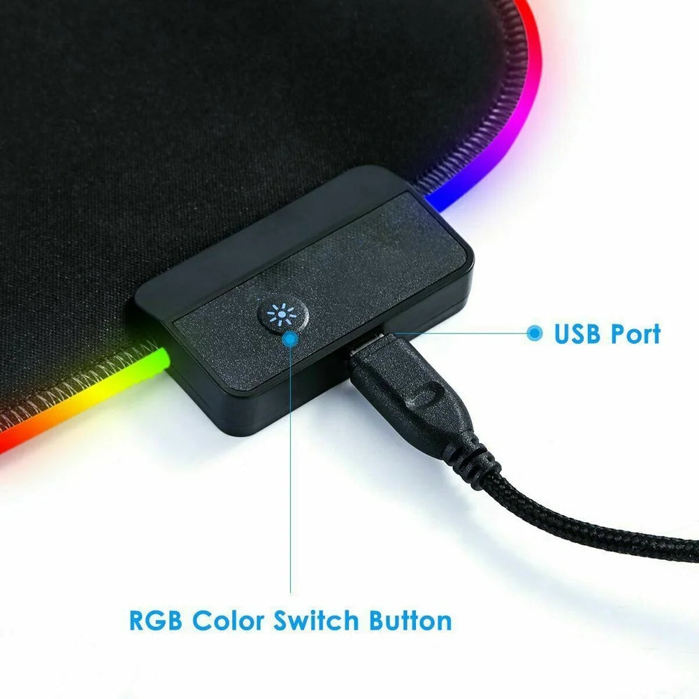 Gaming Mouse Pad RGB LED Light Color Switching for Computer Laptop Colorfull