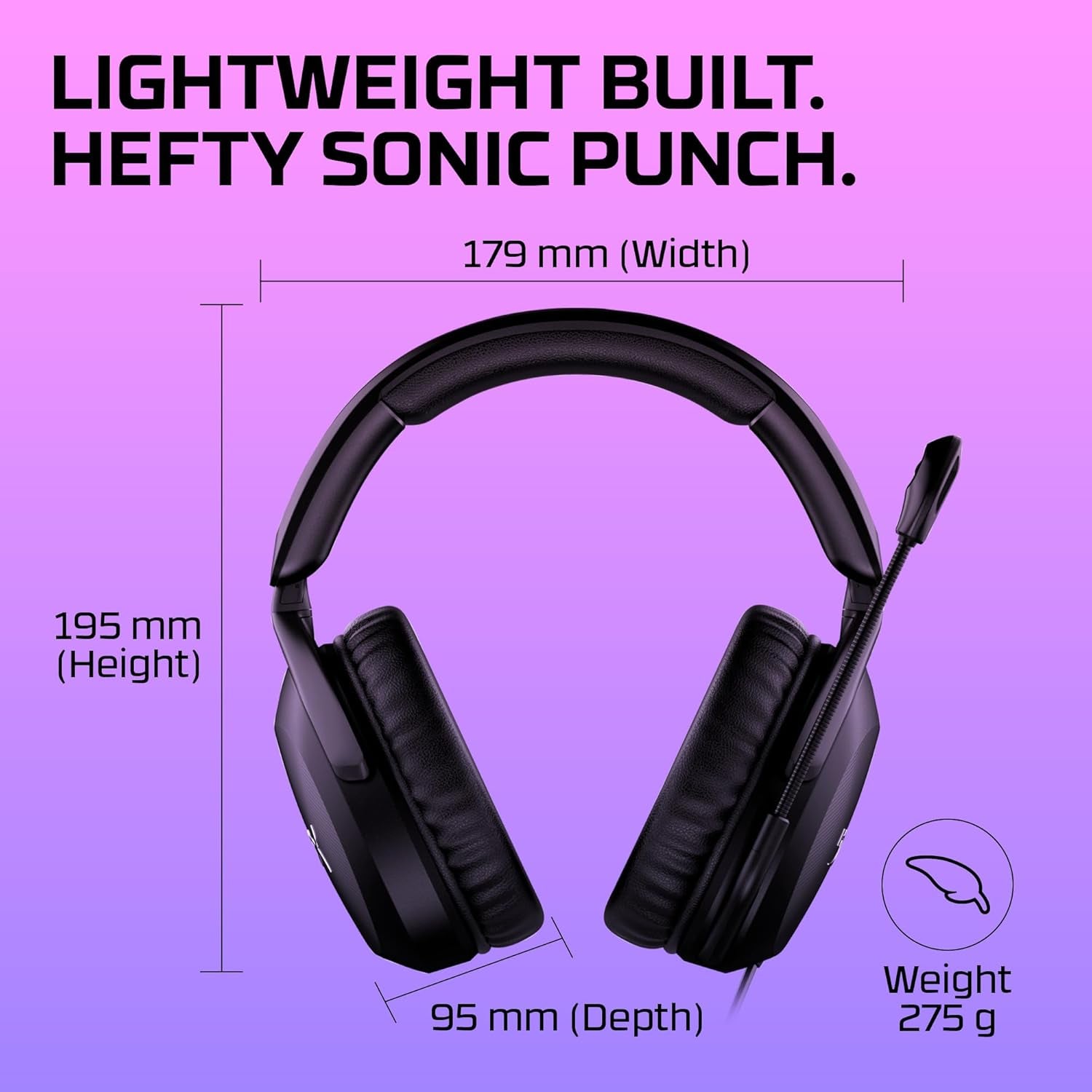 Cloud Stinger 2 – Gaming Headset, DTS Headphone:X Spatial Audio, Lightweight Over-Ear Headset with Mic, Swivel-To-Mute Function, 50Mm Drivers, PC Compatible, Black