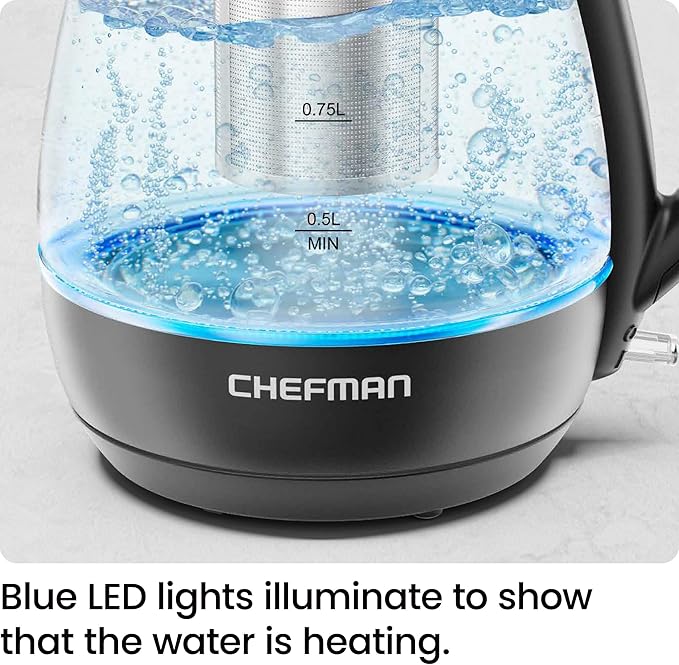 Electric Glass Kettle With Tea Infuser - 1L Fast Boil