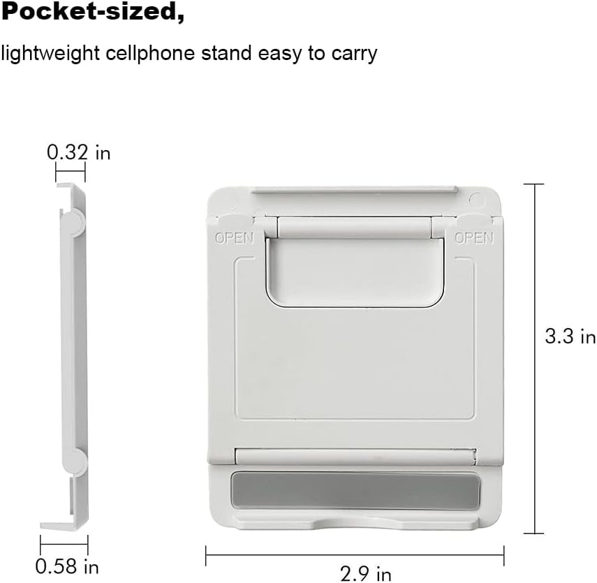 2 Pack Portable Cell Phone Stand Holder for Desk, Foldable Pocket-Sized Mount, Universal Adjustable Desktop Mobile Phone Kickstand Compatible with Iphone Ipads Kindle Android Black & White