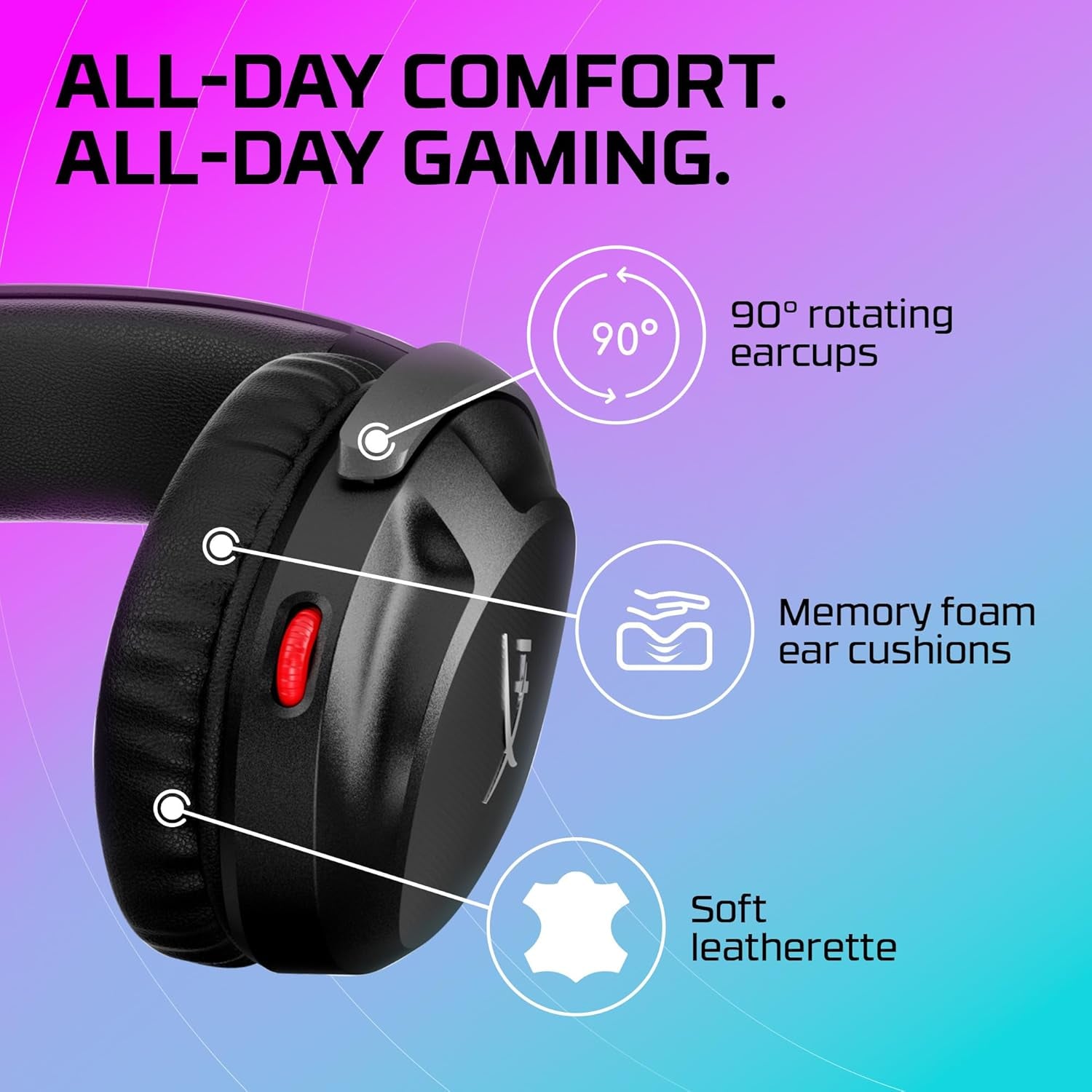 Cloud Stinger 2 – Gaming Headset, DTS Headphone:X Spatial Audio, Lightweight Over-Ear Headset with Mic, Swivel-To-Mute Function, 50Mm Drivers, PC Compatible, Black