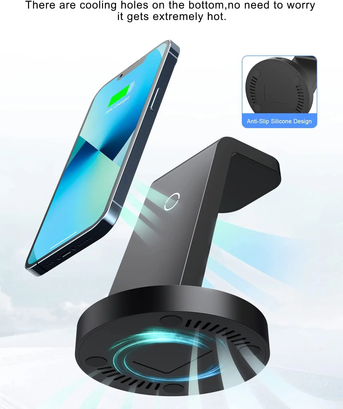 18W Wireless Charger - 3 in 1 Charging Station Compatible with Iphone 16E 16 15 14 13 12 11 X Pro Max - Fast Charging Dock Compatible for Apple Watch & Airpods 4 3 Pro