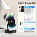 18W Wireless Charger -  3 in 1 Charging Station Compatible with Iphone 16E 16 15 14 13 12 11 X Pro Max - Fast Charging Dock Compatible for Apple Watch & Airpods 4 3 Pro