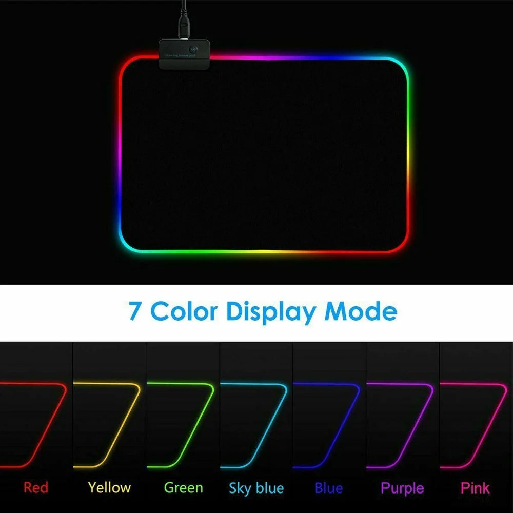 Gaming Mouse Pad RGB LED Light Color Switching for Computer Laptop Colorfull