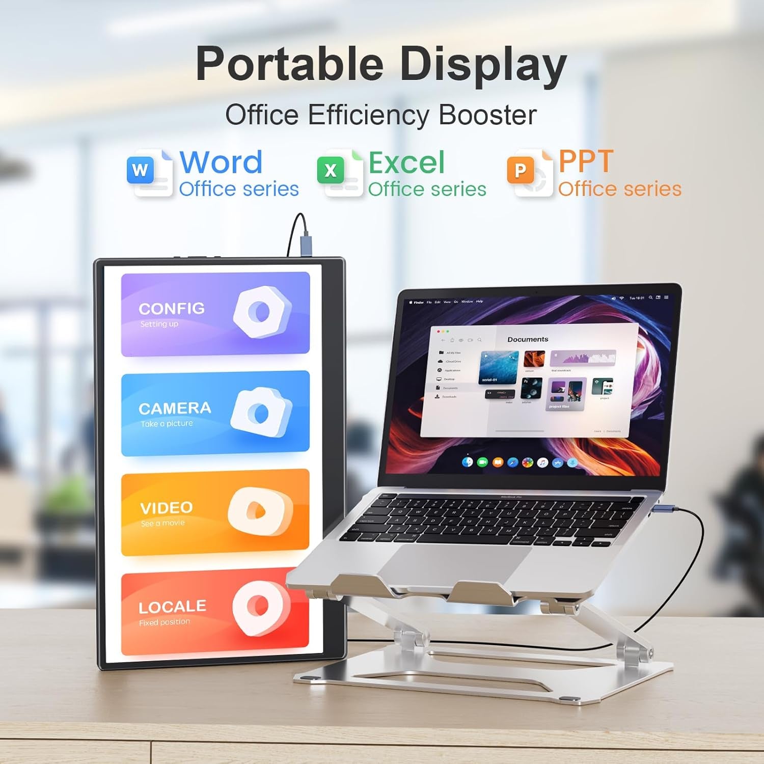 Portable Monitor 15.6-Inch FHD 1080P Ultra-Slim Travel External Monitor HDR IPS Gaming Display with Kickstand &Speakers USB-C HDMI Plug&Play，For Laptop PC Phone PS4/5 Xbox Switch
