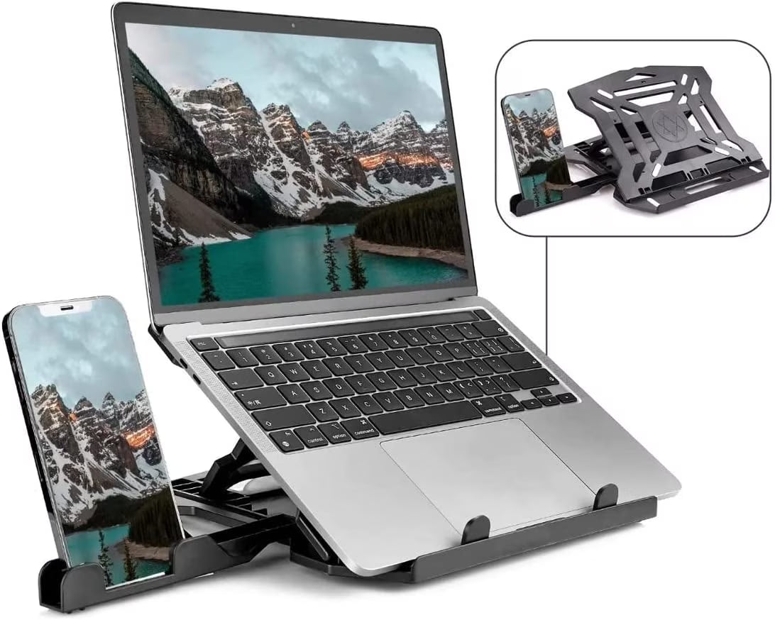 Rotatable  for 10-17" Laptops, Adjustable Height Laptop Riser for Desk, Portable Computer Stands Swivel Laptop Support with Phone Stand, Notebook Mount Holder Macbook Air Pro Lift