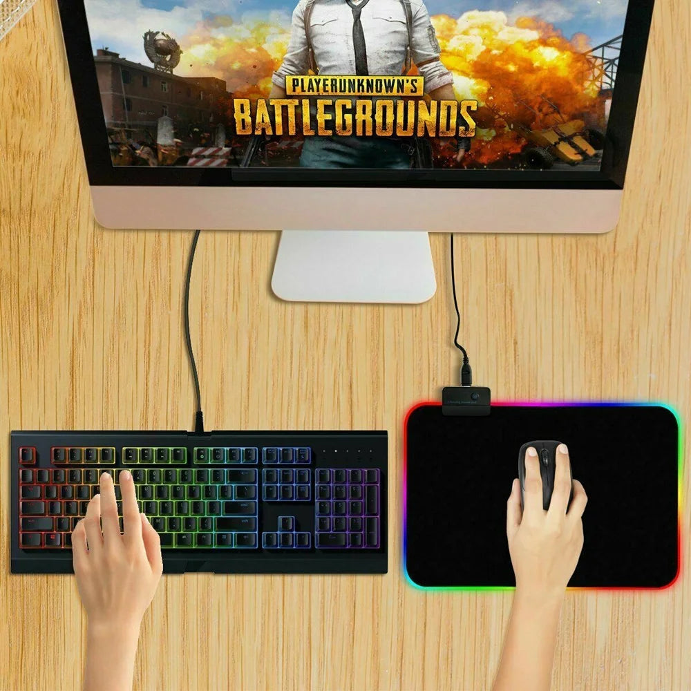 Gaming Mouse Pad RGB LED Light Color Switching for Computer Laptop Colorfull