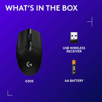 305 LIGHTSPEED Wireless Gaming Mouse, Hero 12K Sensor, 12,000 DPI, Lightweight, 6 Programmable Buttons, 250H Battery Life, On-Board Memory, Pc/Mac - Black