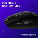 305 LIGHTSPEED Wireless Gaming Mouse, Hero 12K Sensor, 12,000 DPI, Lightweight, 6 Programmable Buttons, 250H Battery Life, On-Board Memory, Pc/Mac - Black