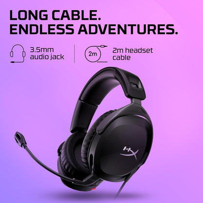 Cloud Stinger 2 – Gaming Headset, DTS Headphone:X Spatial Audio, Lightweight Over-Ear Headset with Mic, Swivel-To-Mute Function, 50Mm Drivers, PC Compatible, Black