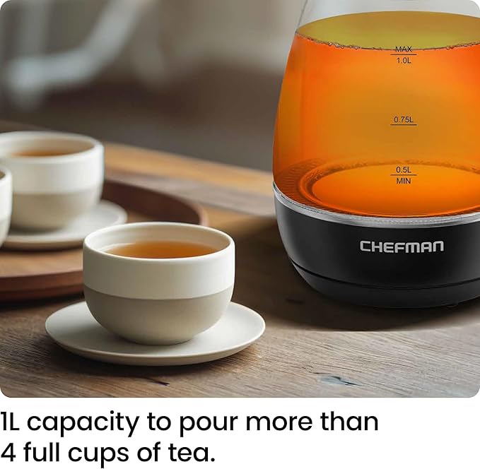 Electric Glass Kettle With Tea Infuser - 1L Fast Boil