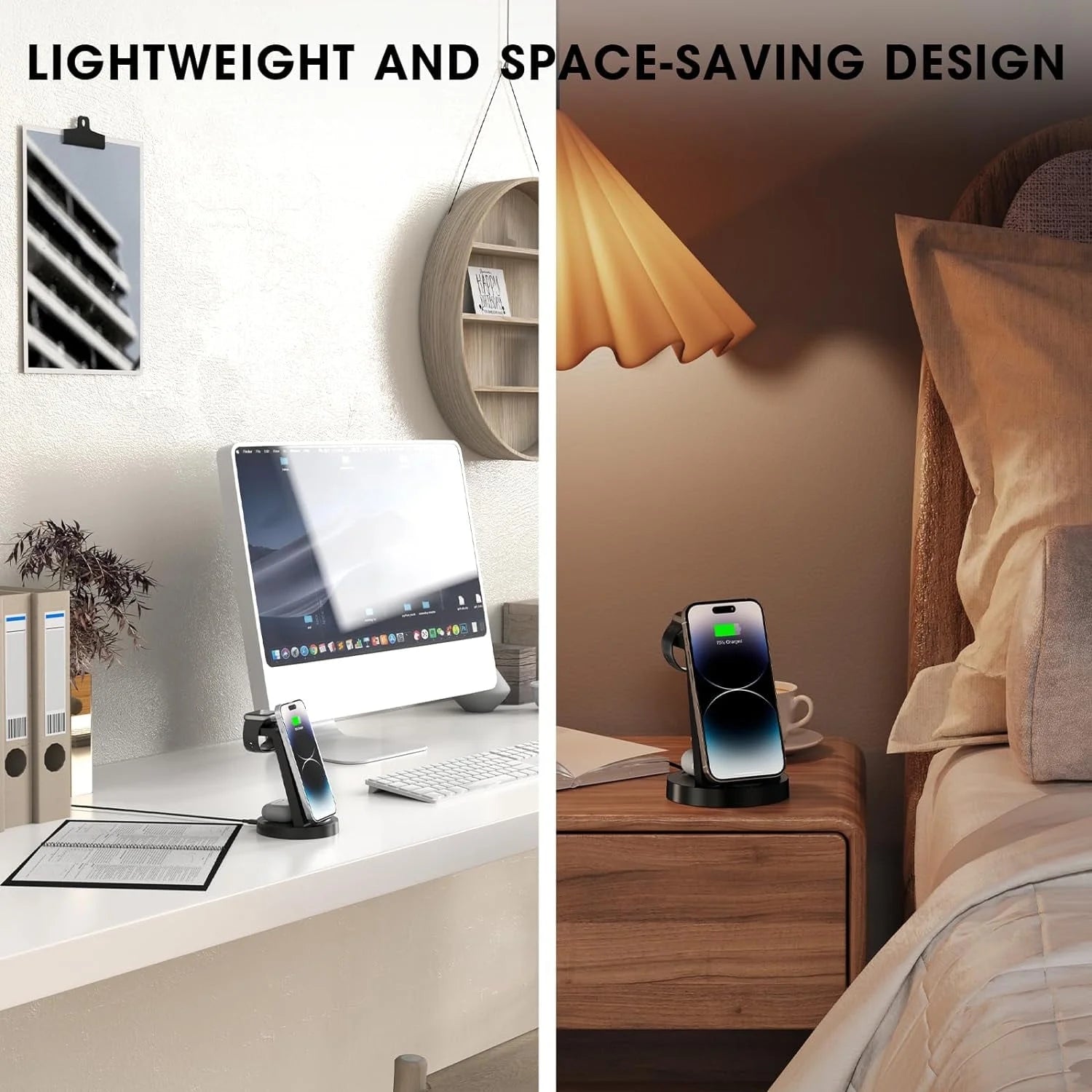 18W Wireless Charger -  3 in 1 Charging Station Compatible with Iphone 16E 16 15 14 13 12 11 X Pro Max - Fast Charging Dock Compatible for Apple Watch & Airpods 4 3 Pro
