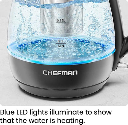 Electric Glass Kettle With Tea Infuser - 1L Fast Boil