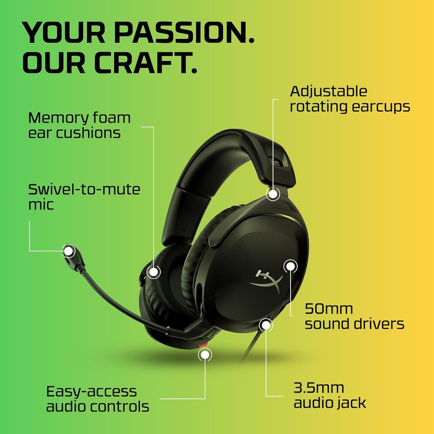 Cloud Stinger 2 – Gaming Headset, DTS Headphone:X Spatial Audio, Lightweight Over-Ear Headset with Mic, Swivel-To-Mute Function, 50Mm Drivers, PC Compatible, Black