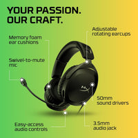 Cloud Stinger 2 – Gaming Headset, DTS Headphone:X Spatial Audio, Lightweight Over-Ear Headset with Mic, Swivel-To-Mute Function, 50Mm Drivers, PC Compatible, Black