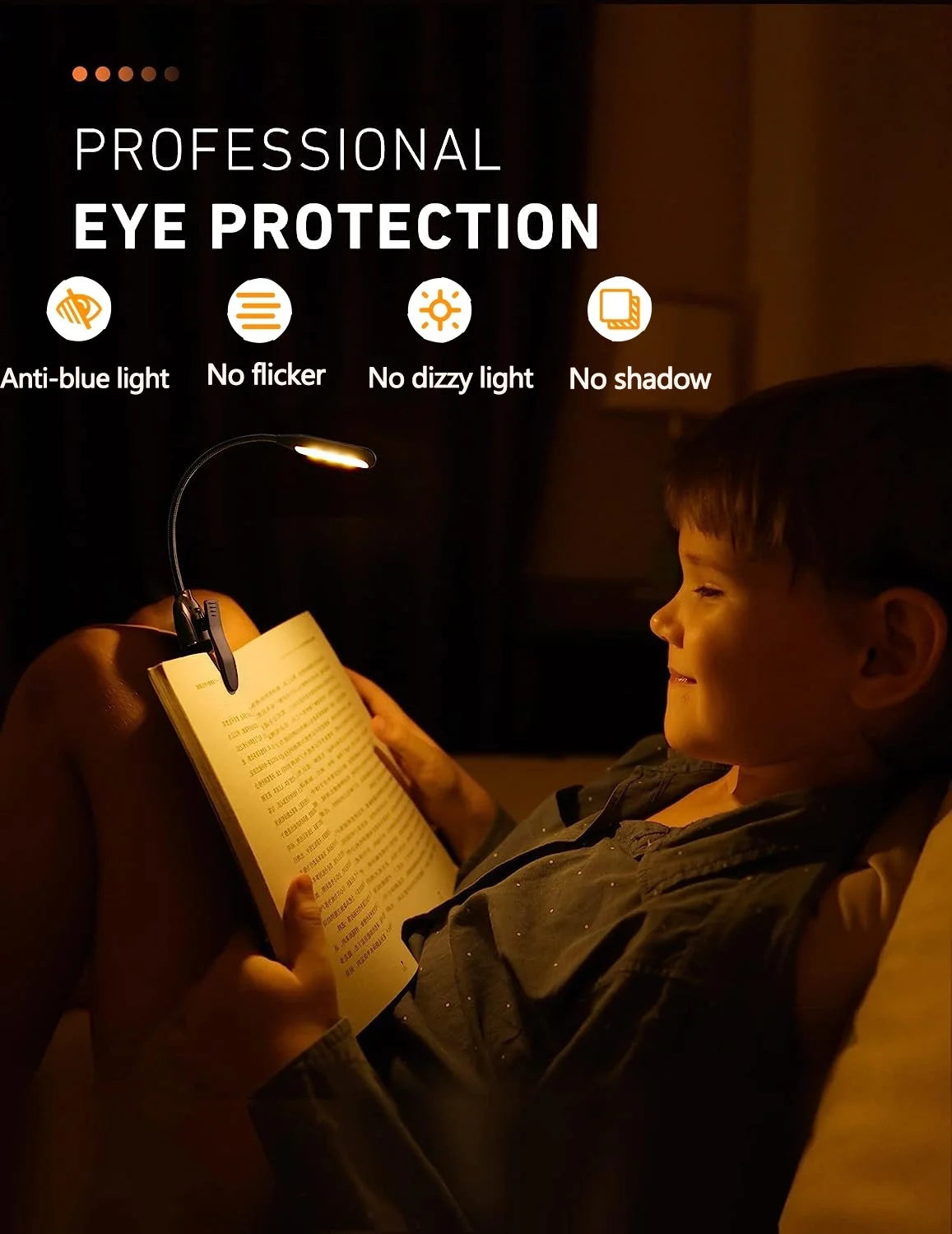 Rechargeable Book Light for Reading in Bed, 80H Reading, 3 Brightness Levels & 3 Color Temperatures, Lightweight Flexible Clip on Reading Lights for Books in Bed